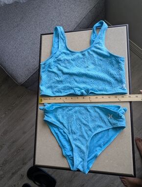 Hurley Aqua Blue Textured Kids Two-Piece Tankini